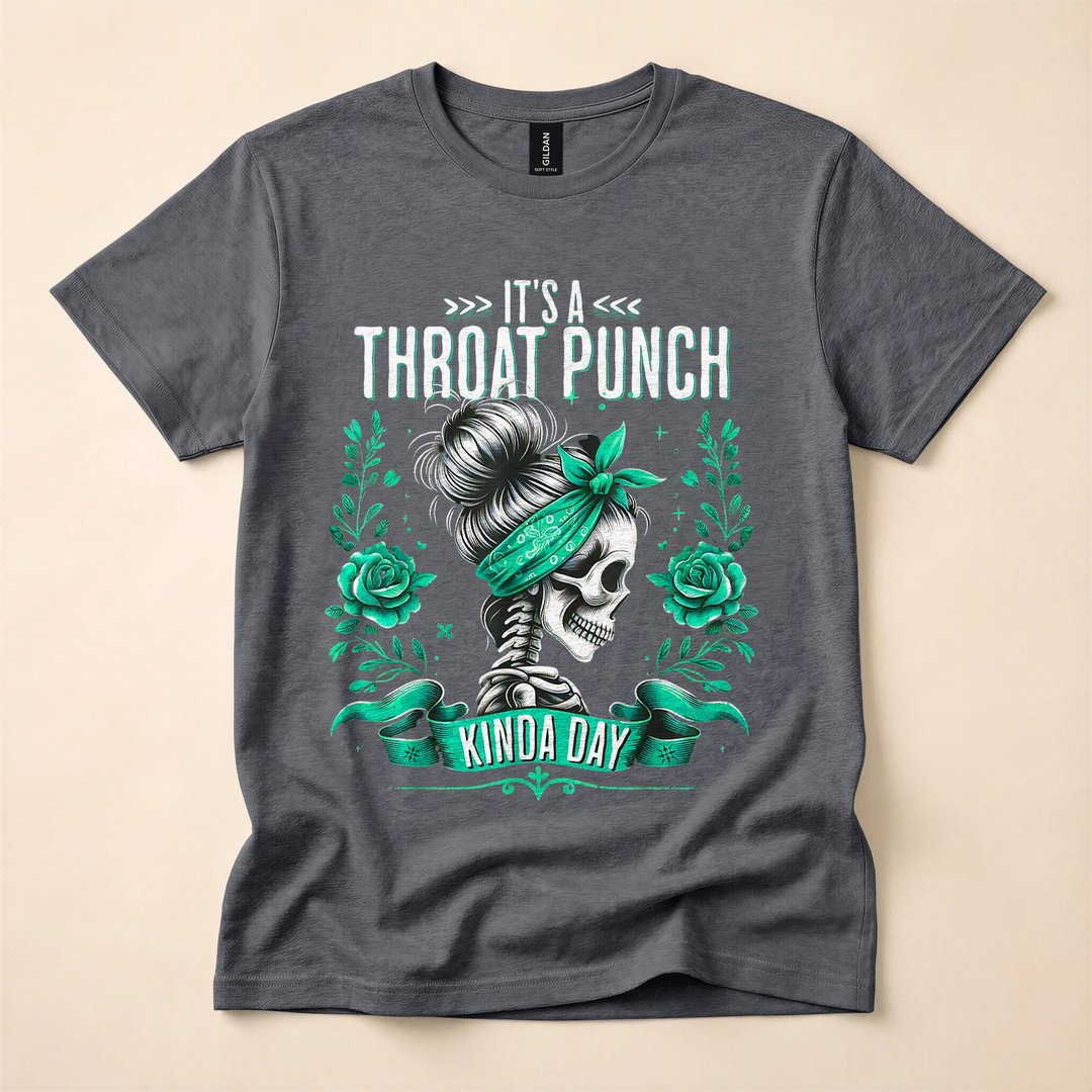 Throat Punch Kind of Day Flowers Skeleton Funny T-Shirt - photo 4