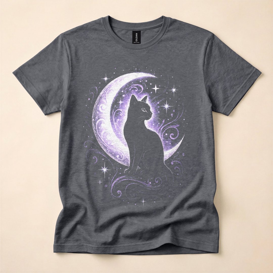 Witchy Moon Cat Pastel Goth Witch Aesthetic T-Shirt - photo 4