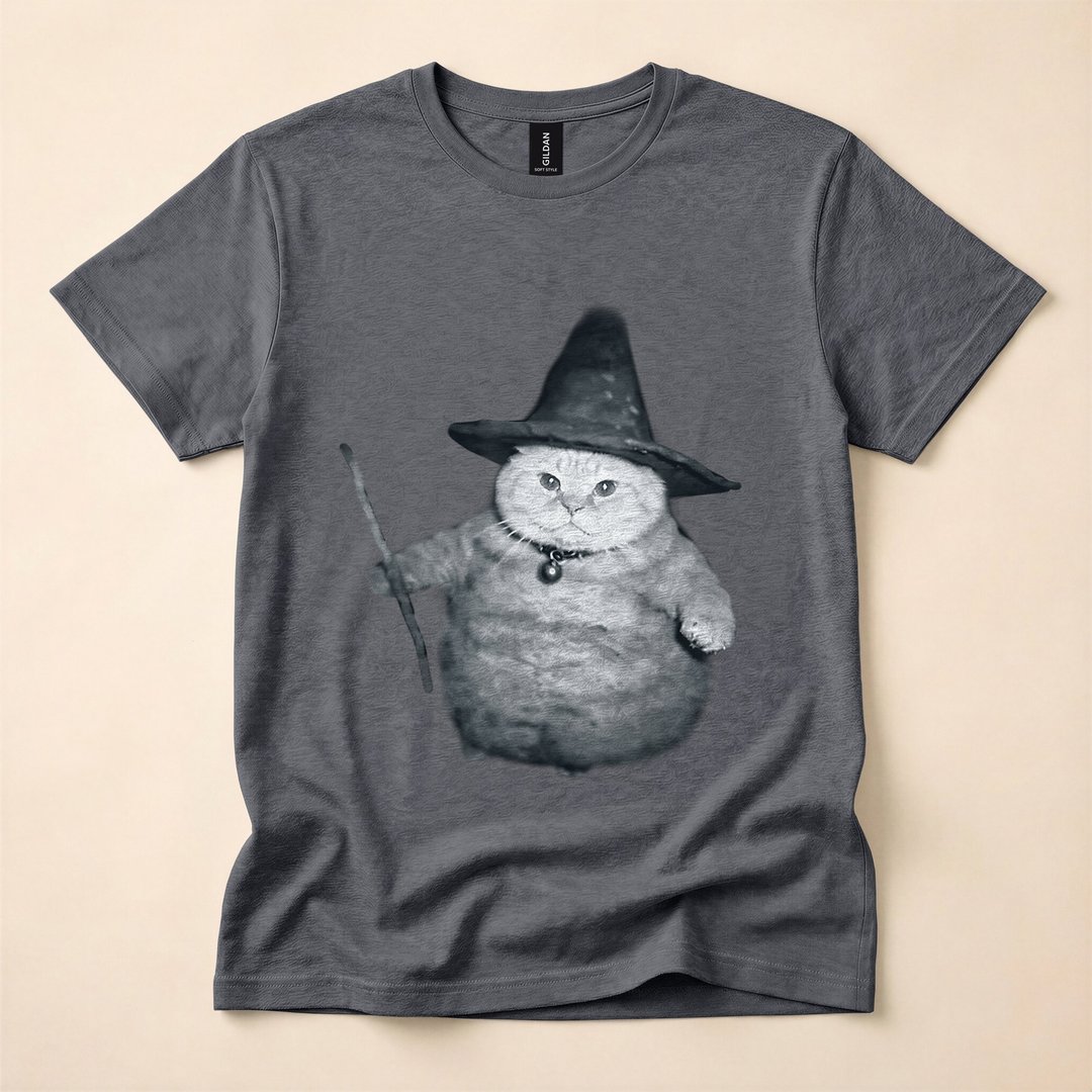 Wizard Kitten Witch Cat Chonk Meme Halloween T-Shirt - photo 4