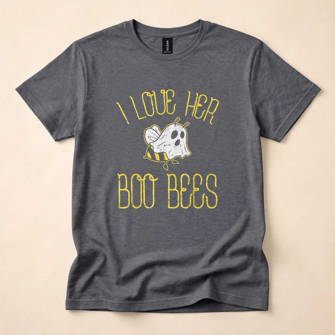 I Love Her Boo Bees Halloween Matching Couple T-Shirt - photo 4