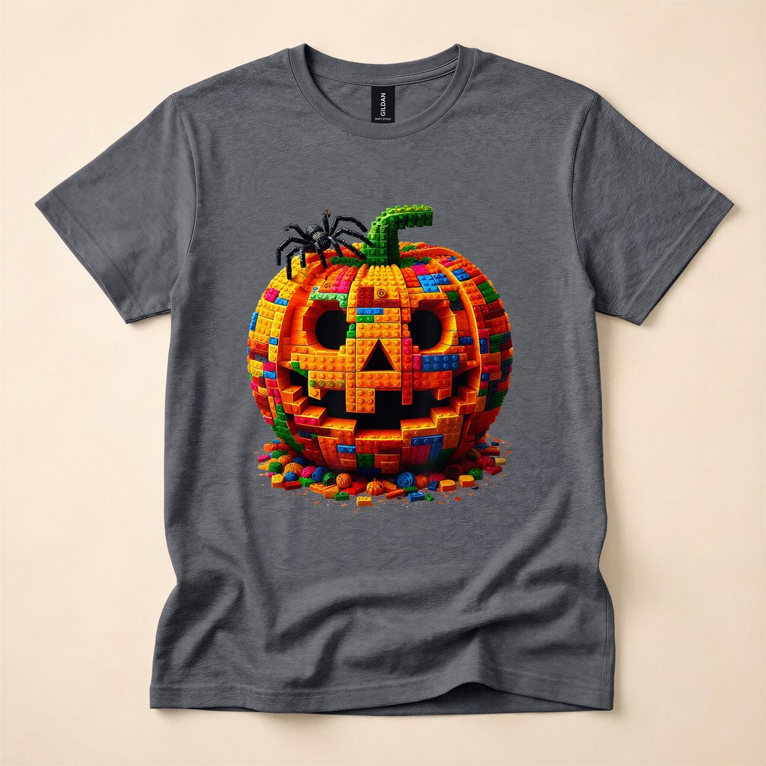 Master Builder Pumpkin Building Blocks Halloween T-Shirt - photo 4