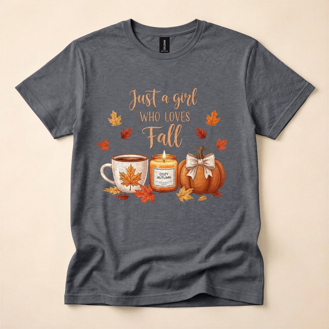Just a Girl Who Loves Fall Pumpkins Cozy Autumn T-Shirt - photo 4