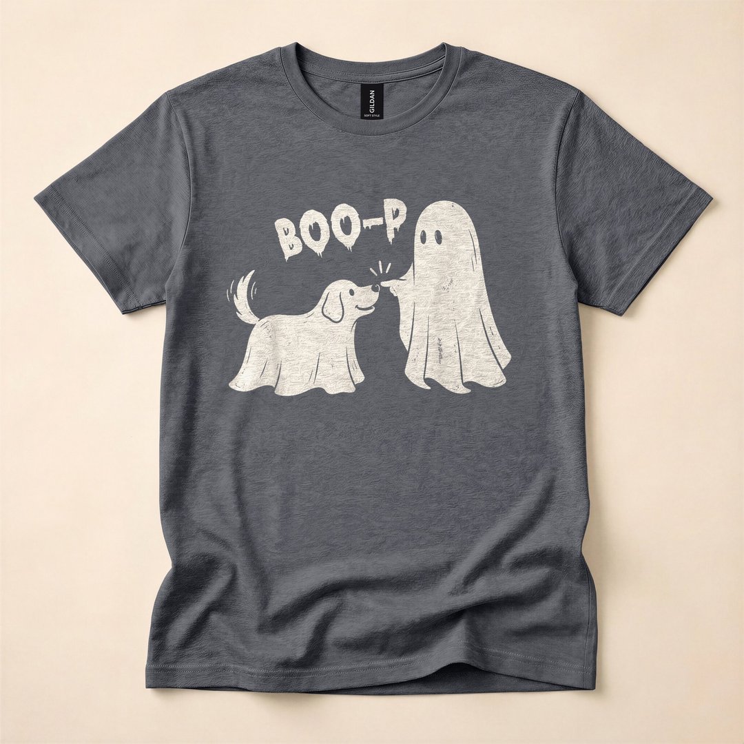 Boo-p Ghost Dog Funny Halloween Dog Mom T-Shirt - photo 4