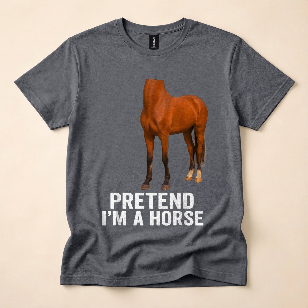 Pretend I'm A Horse Funny Easy Halloween Costume T-Shirt - photo 4