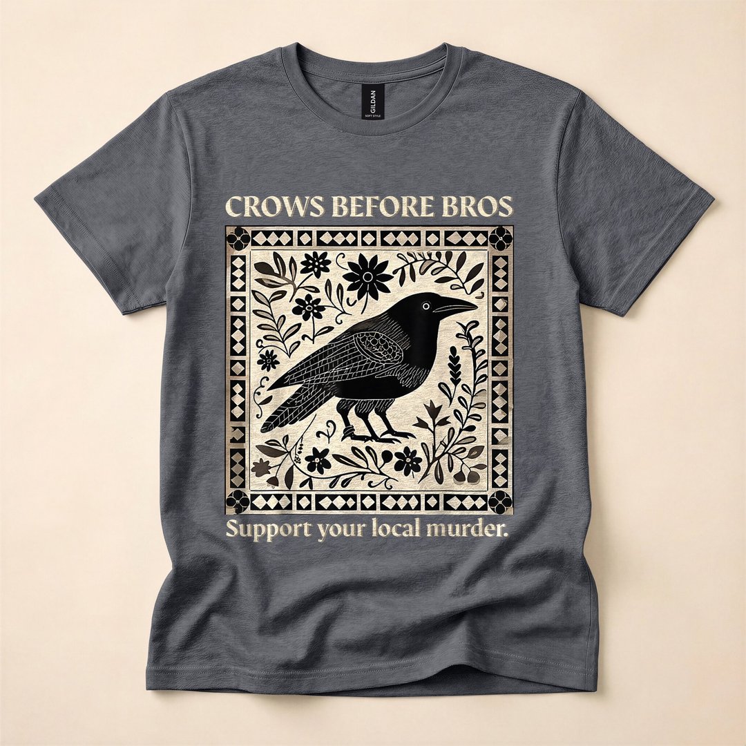 Crows Before Bros Support Your Local Murder Halloween T-Shirt - photo 4