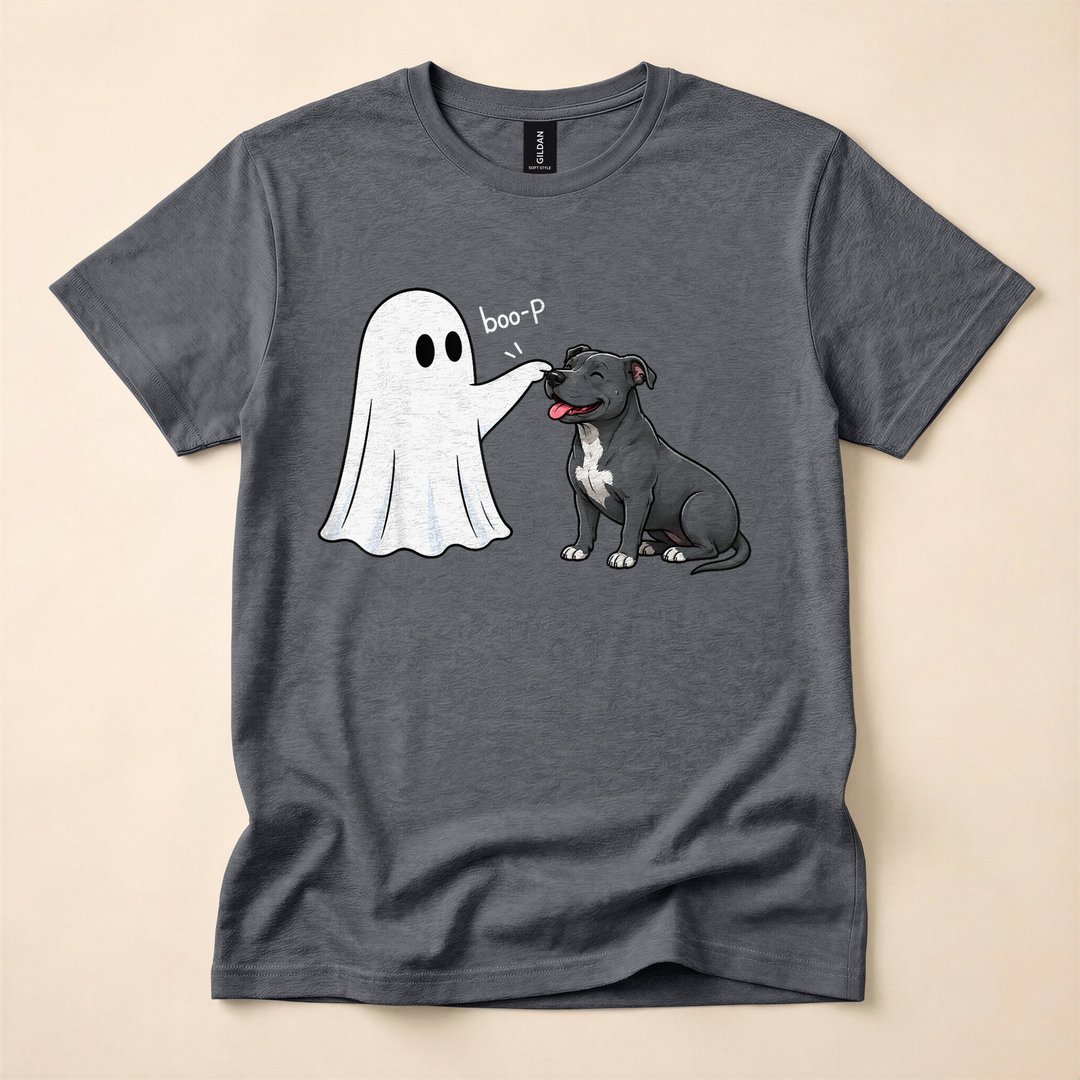 Pit Bull Ghost Nose Boop Halloween Dog Lover T-Shirt - photo 4