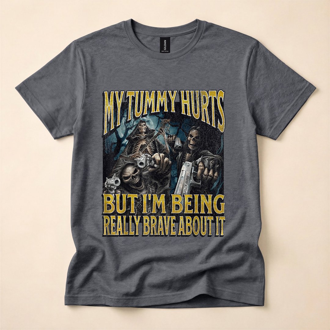 My Tummy Hurts Funny Hard Skeleton Bootleg Meme T-Shirt - photo 4