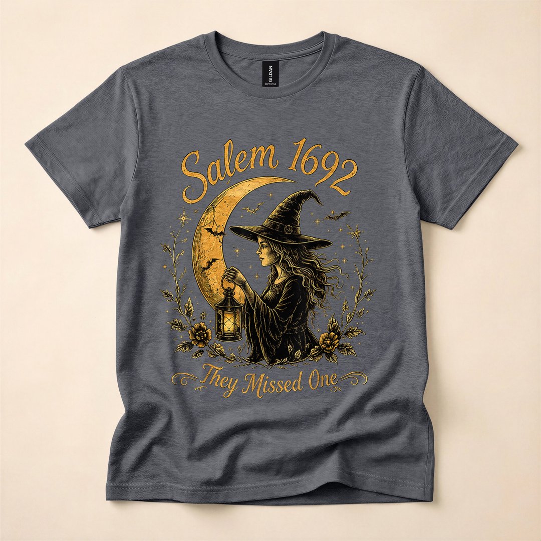 Salem 1692 They Missed One Vintage Witch Moon T-Shirt - photo 4