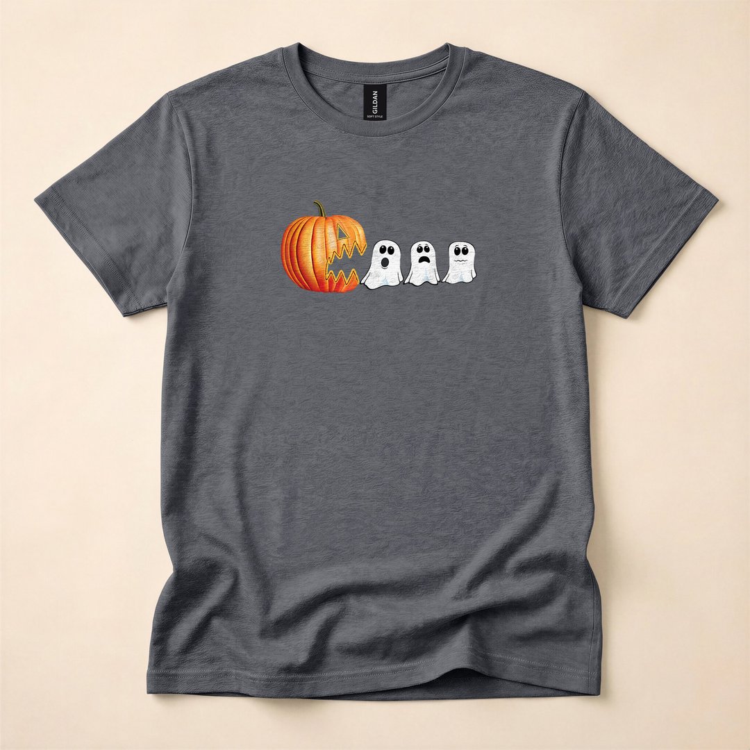Grinning Jack-o-Lantern and Pumpkin Ghosts Halloween T-Shirt - photo 4