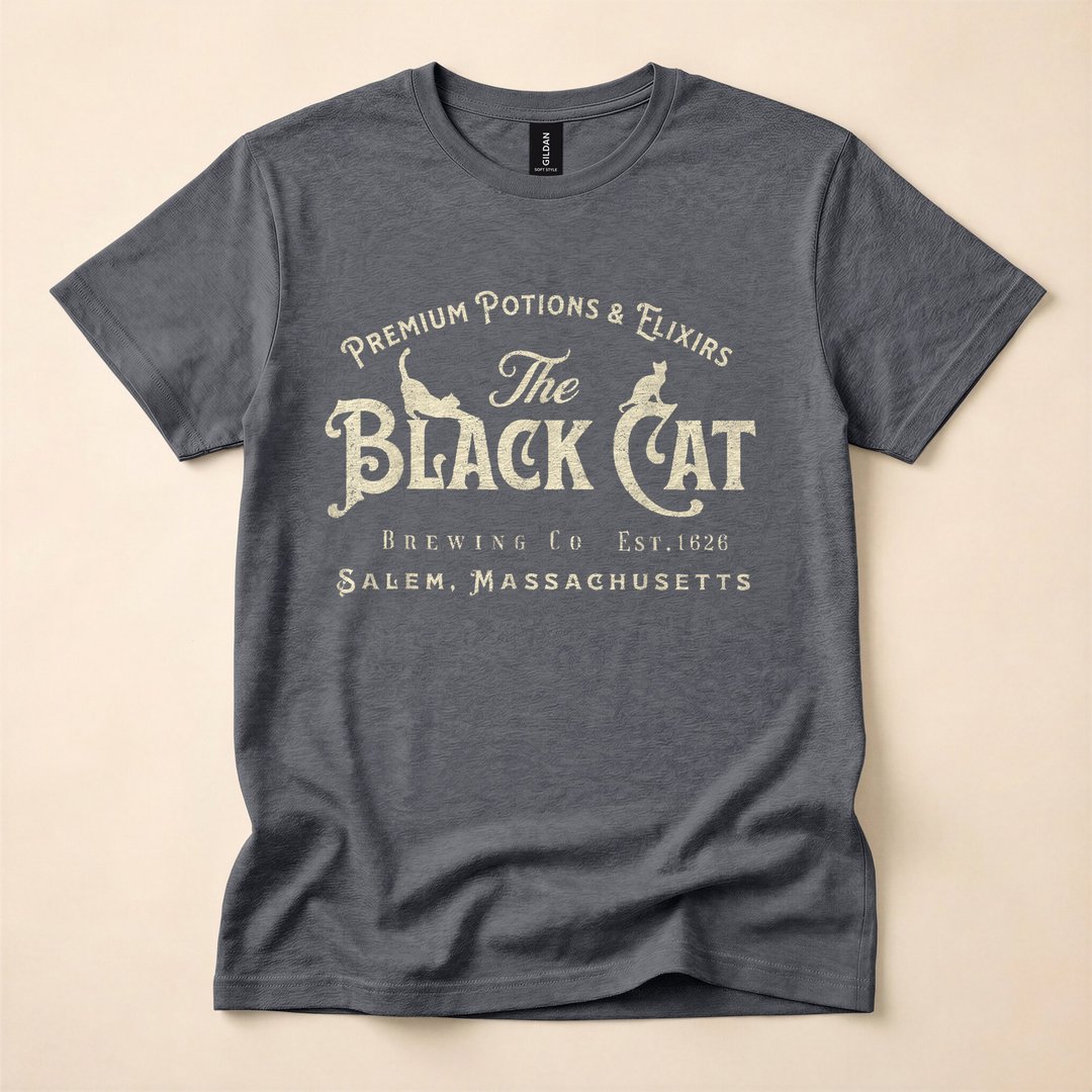 Black Cat Witchy Salem Est 1626 Halloween T-Shirt - photo 4