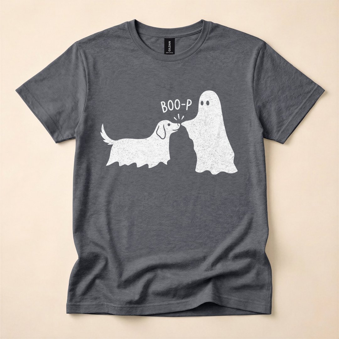 Boo-p Ghost Dog Funny Halloween Dog Mom T-Shirt - photo 4