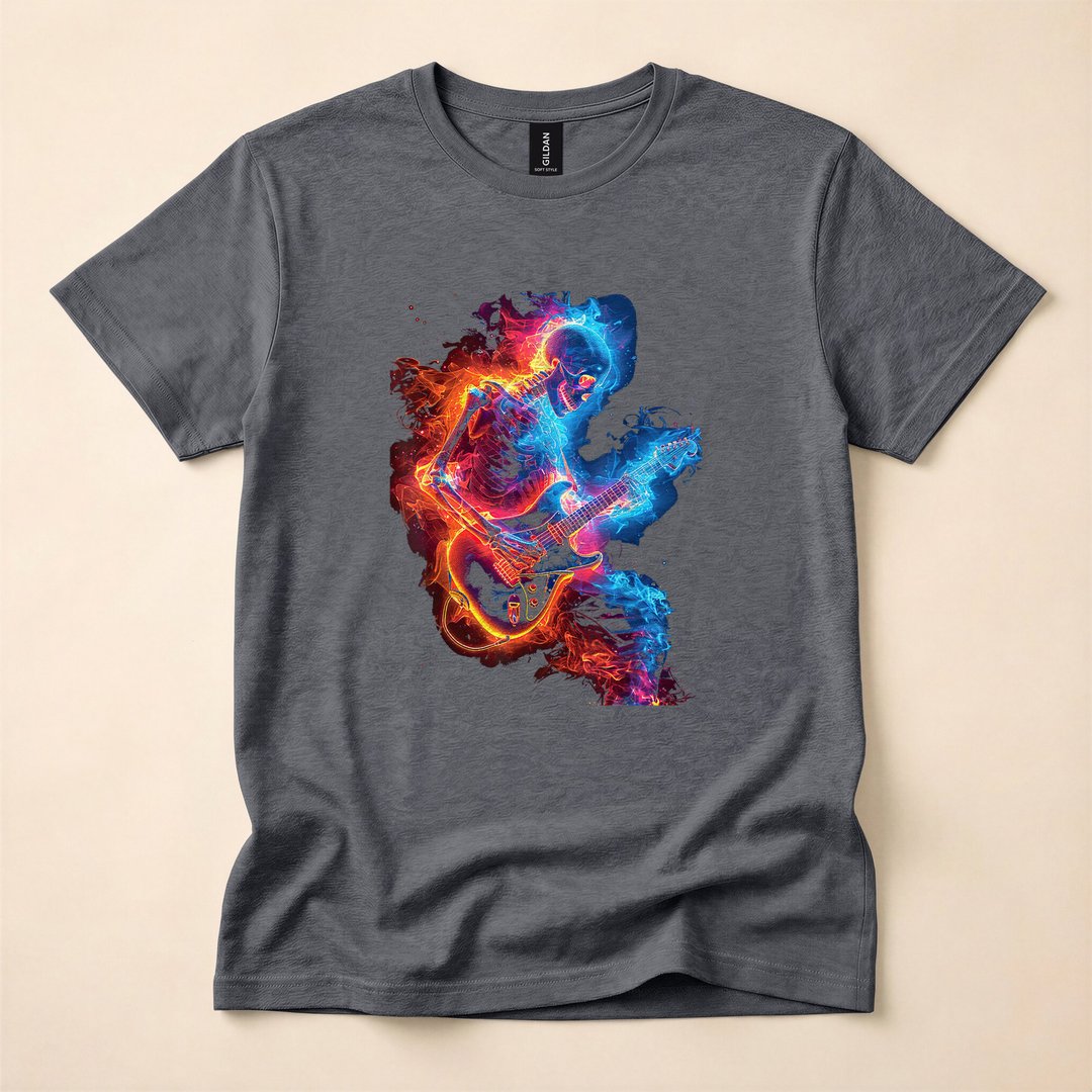 Skeleton Playing Guitar Rock Star Shredder T-Shirt - photo 4