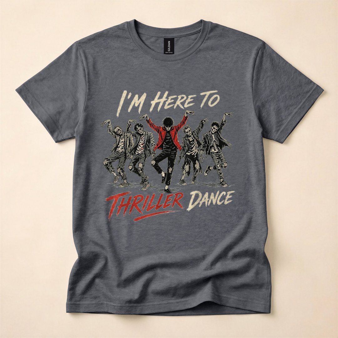 Just Here to Thriller Dance Funny Zombie Party T-Shirt - photo 4