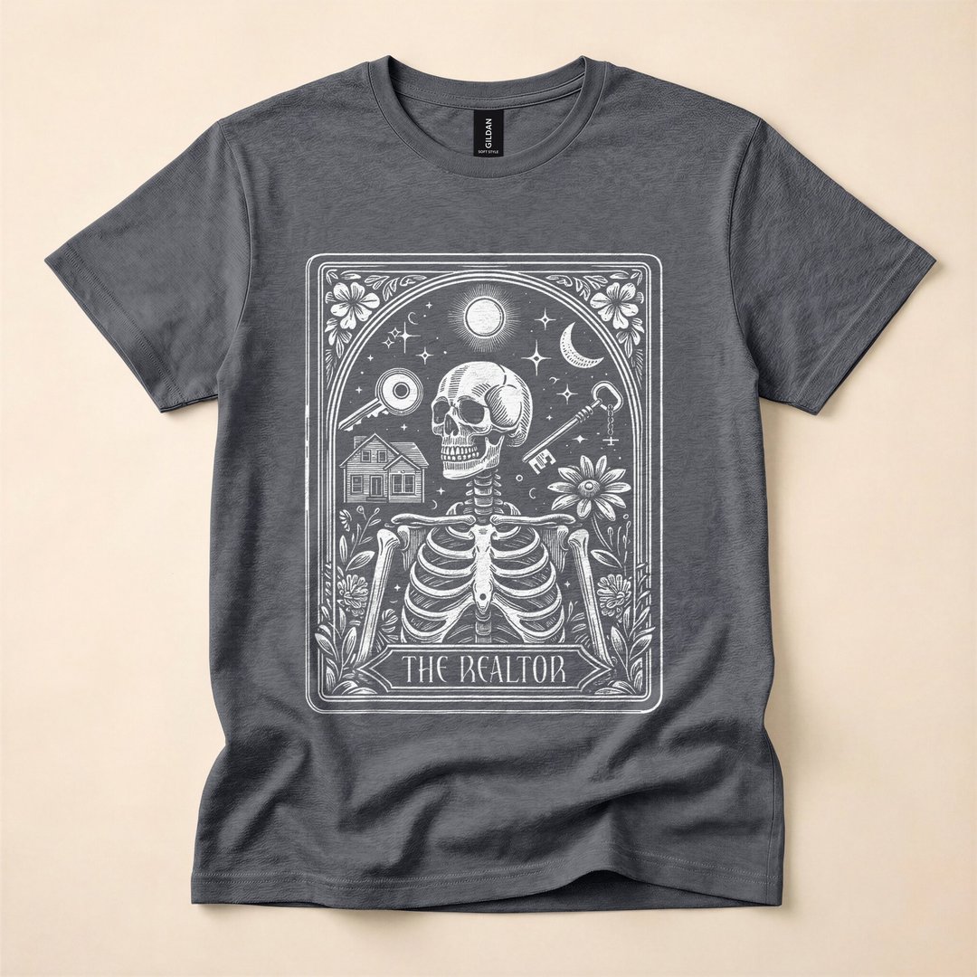 Realtor Skeleton Tarot Card Witchy Halloween T-Shirt - photo 4
