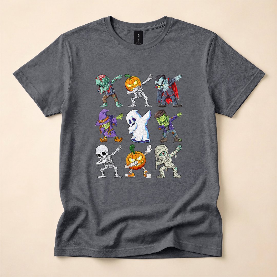 Dabbing Skeleton Zombie Pumpkin Mummy Halloween T-Shirt - photo 4