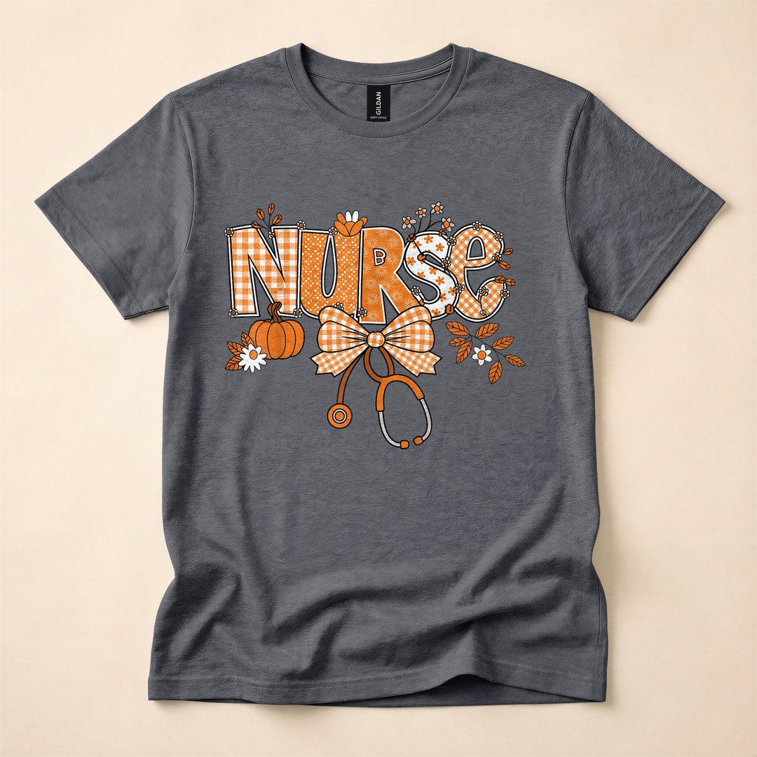 Retro Pumpkin Nurse Life Stethoscope Fall T-Shirt - photo 4