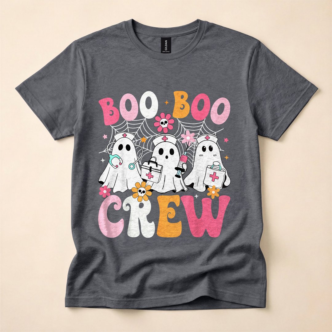 Boo Boo Crew Spooky Nurse Ghost Halloween T-Shirt - photo 4
