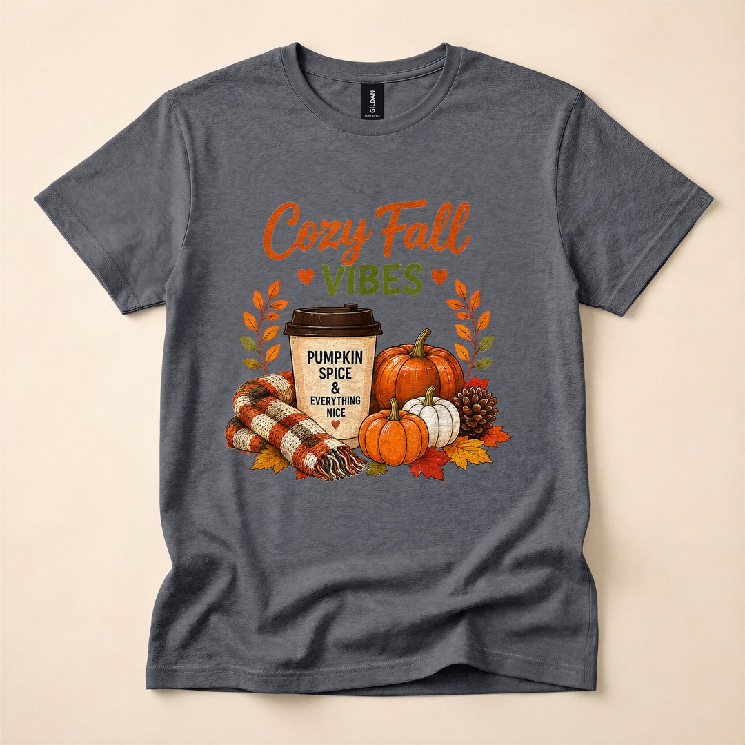 Cozy Fall Vibes Pumpkin Spice Autumn Coffee T-Shirt - photo 4
