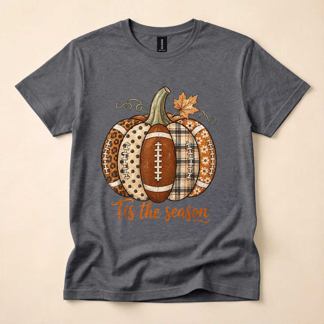 Football Pumpkin Tis the Season Leopard Fall T-Shirt - photo 4