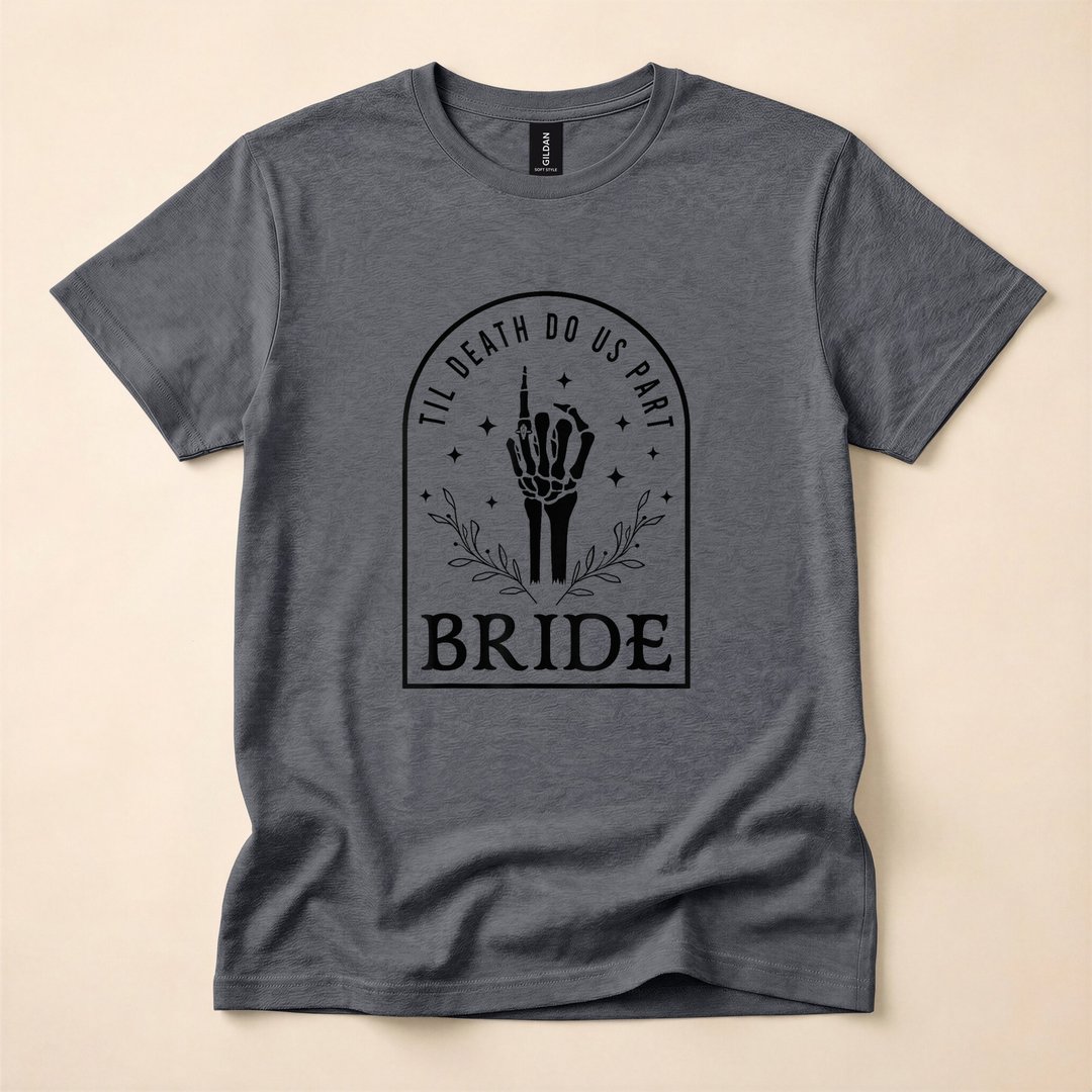 Skeleton Bride and Groom Gothic Halloween Wedding T-Shirt - photo 5
