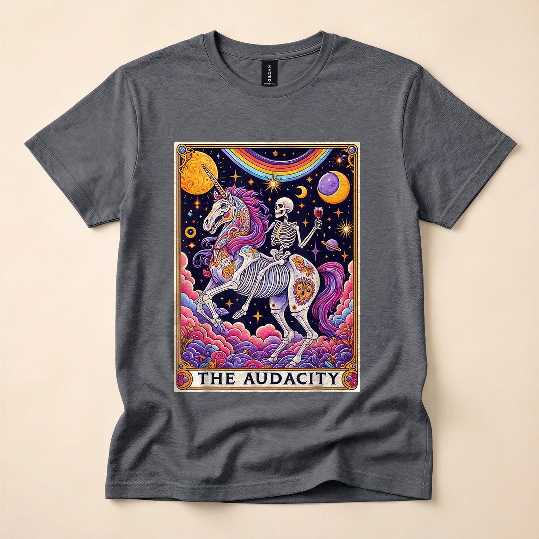 The Audacity Rainbow Skeleton Unicorn Tarot T-Shirt - photo 4