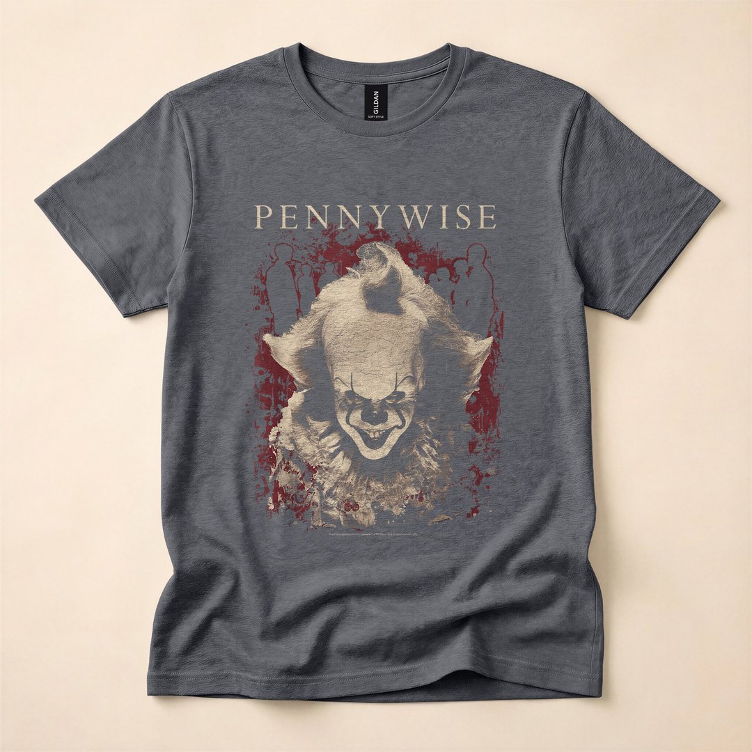 IT Pennywise Creepy Clown Portrait Horror Movie T-Shirt - photo 4