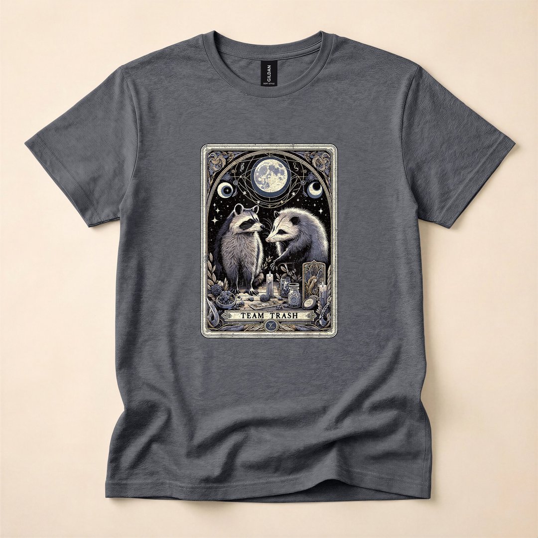 Team Trash Opossum Tarot Card Witchy Halloween T-Shirt - photo 4