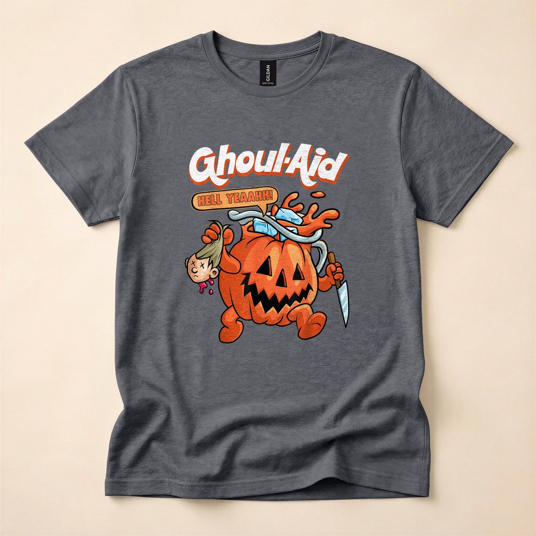 Cool Ghoul Aid Pumpkin Halloween Meme T-Shirt, Funny Spooky Season Graphic Tee - photo 4