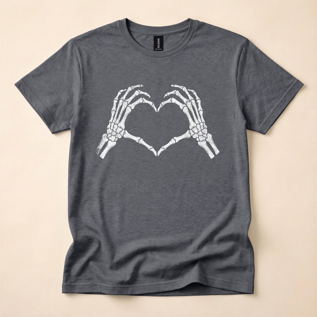 Skeleton Hands Forming a Heart Spooky Season T-Shirt - photo 4