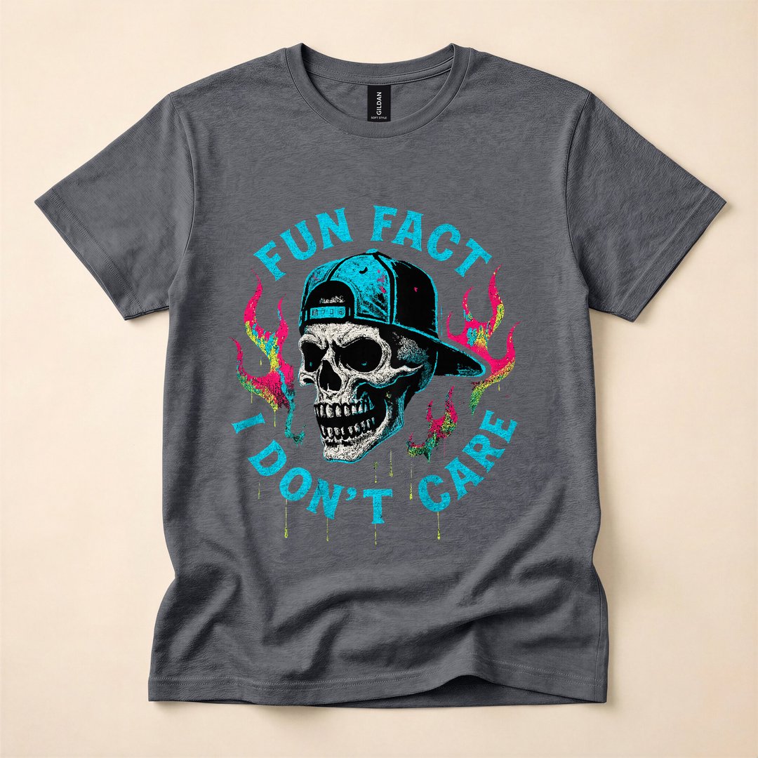 Fun Fact I Don't Care Funny Skeleton Quote T-Shirt - photo 4