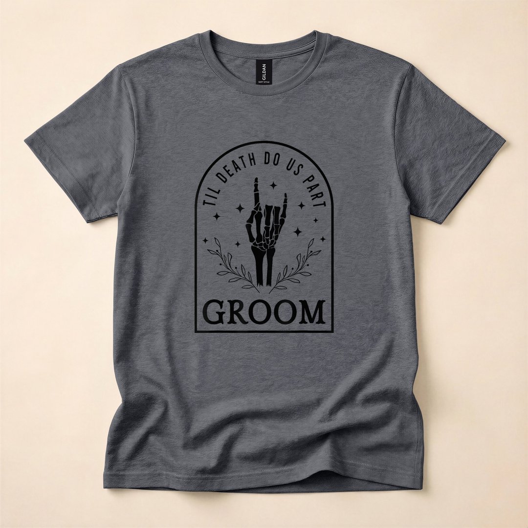 Skeleton Bride and Groom Gothic Halloween Wedding T-Shirt - photo 5