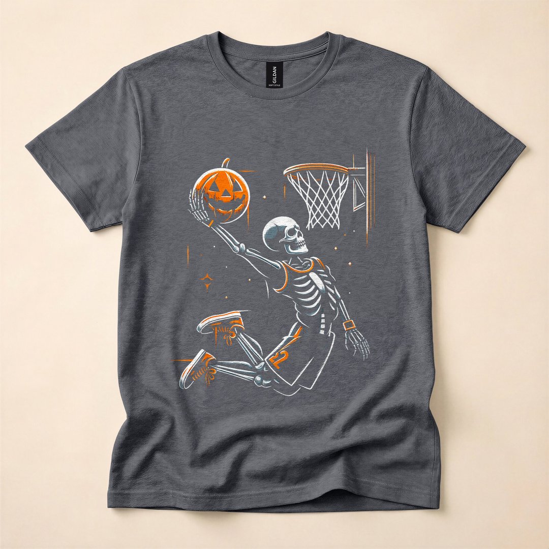 Skeleton Basketball Player Scary Halloween T-Shirt - photo 4