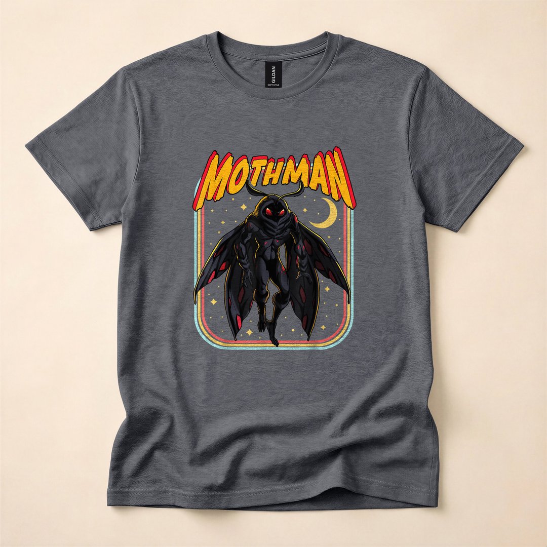 Mothman Retro Comic Cryptid Lore Spooky T-Shirt - photo 4