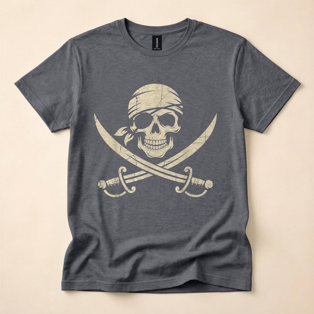 Pirate Skull and Crossbones Skeleton Halloween T-Shirt - photo 4