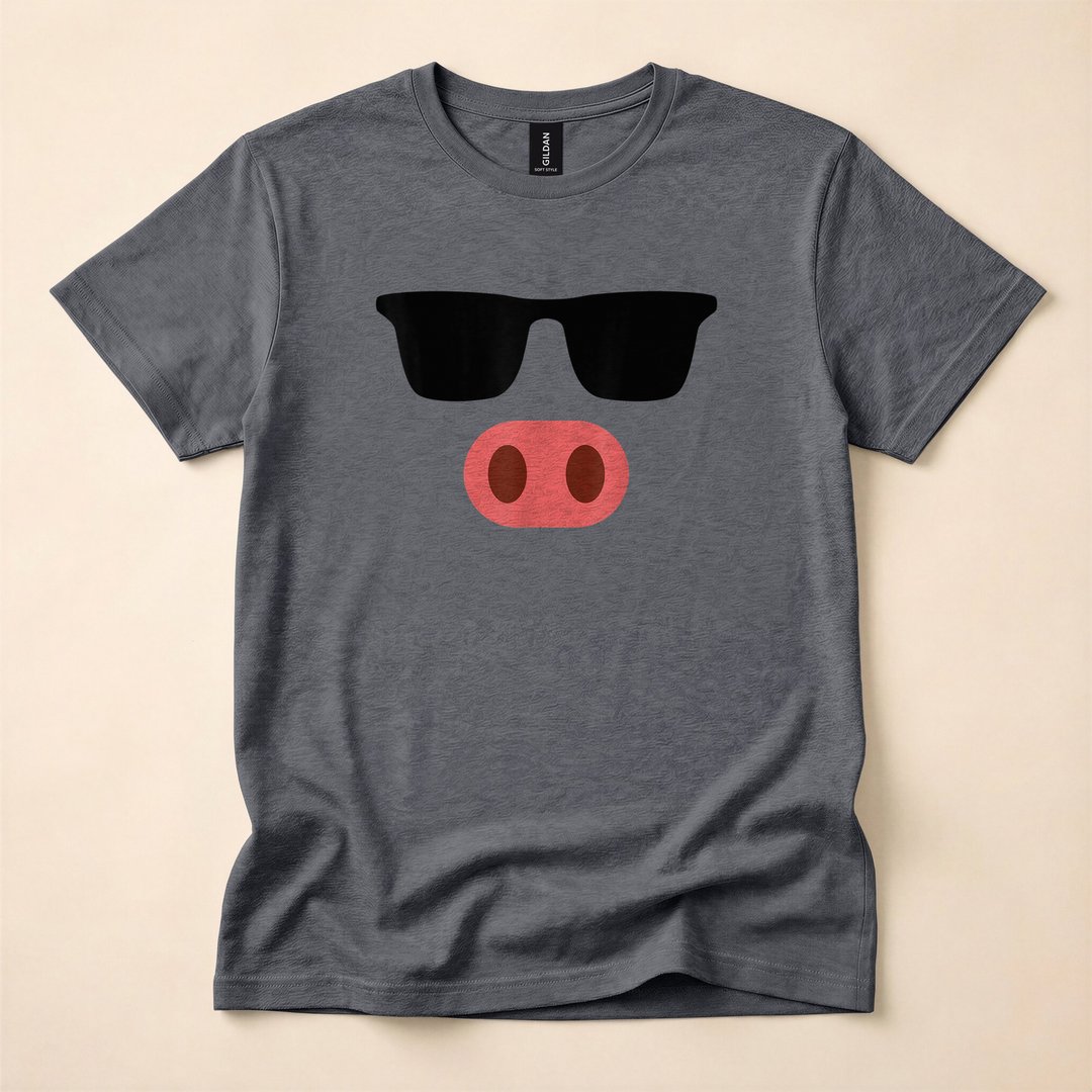 Pink Pig Face Cool Sunglasses Cute Halloween Costume T-Shirt - photo 5