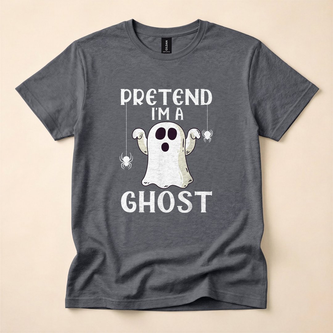 Pretend I'm a Ghost Lazy Halloween Costume T-Shirt - photo 4
