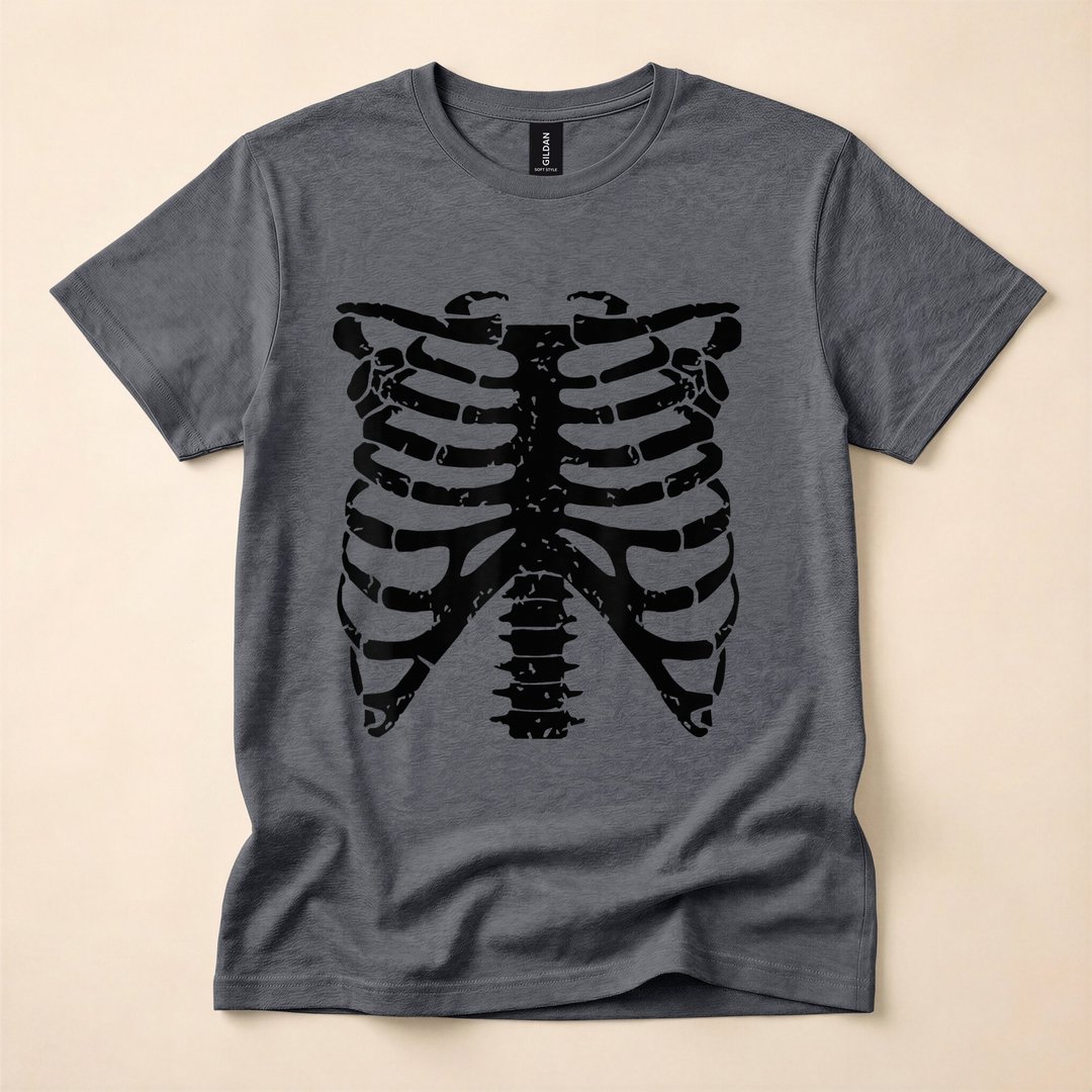 Skeleton Rib Cage Funny Halloween Costume T-Shirt - photo 5
