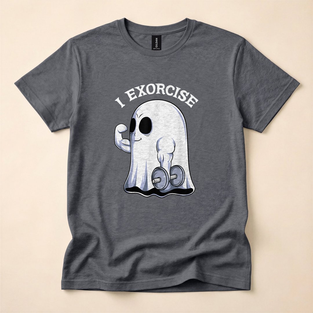 Ghost I Exorcise Funny Gym Workout Halloween T-Shirt - photo 4