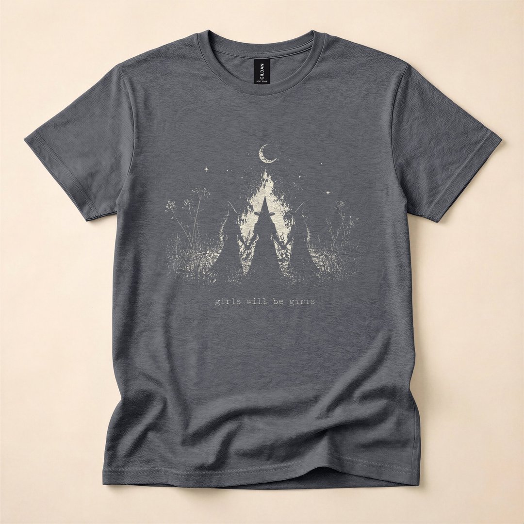 Girls Will Be Girls Witchy Halloween T-Shirt, Funny Witch Spooky Season Graphic Tee - photo 4