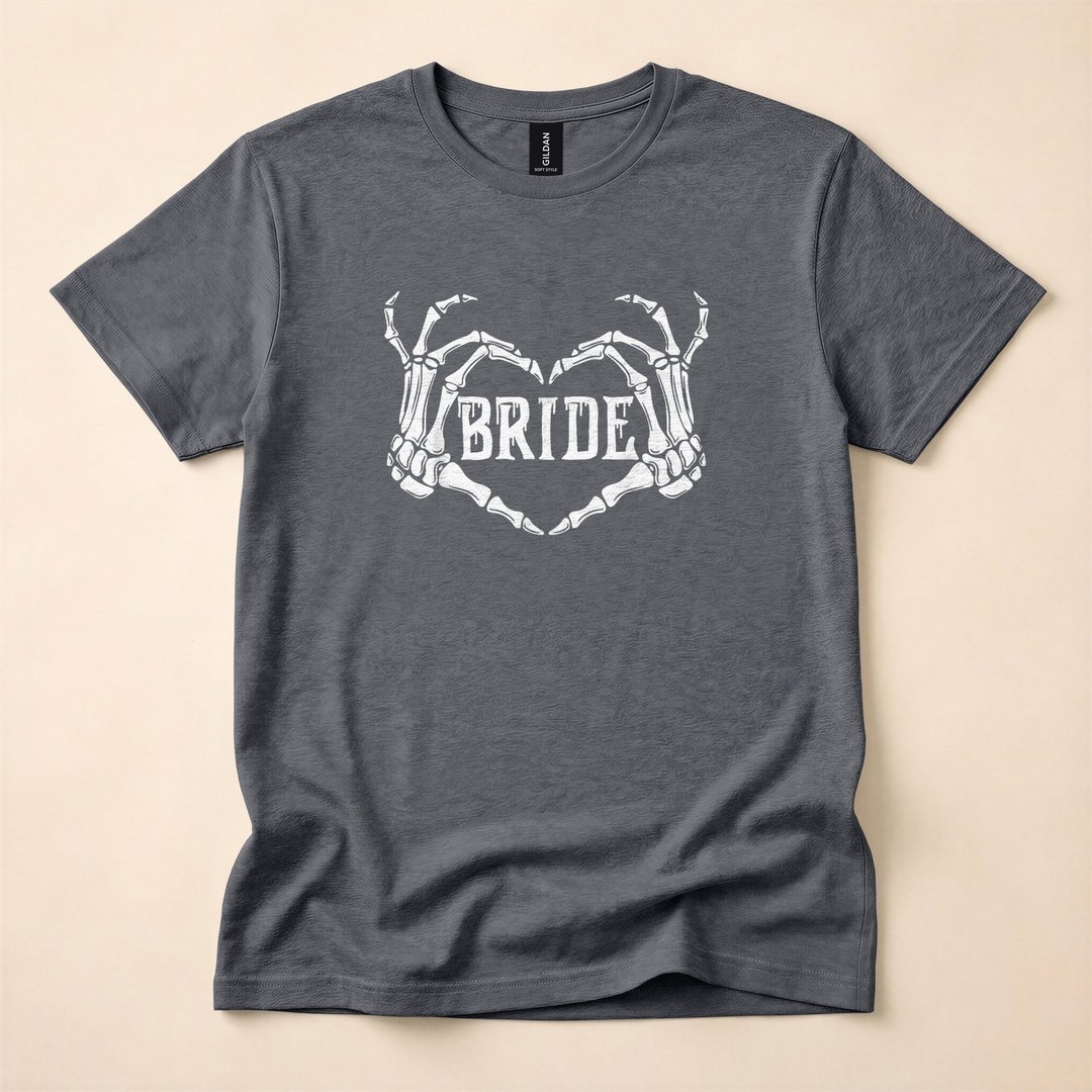 Spooky Bride Skeleton Hands Halloween Engagement T-Shirt - photo 4
