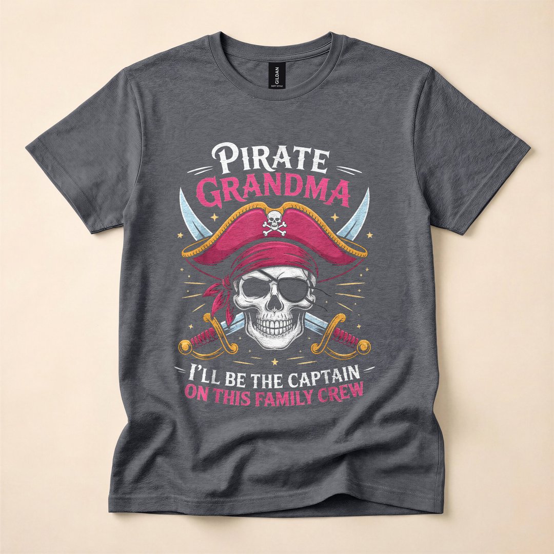 Pirate Grandma Skeleton Boat Captain Halloween T-Shirt - photo 4