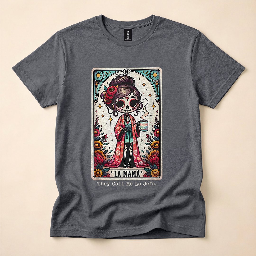 La Jefa Sugar Skull Skeleton Dia de los Muertos T-Shirt - photo 4