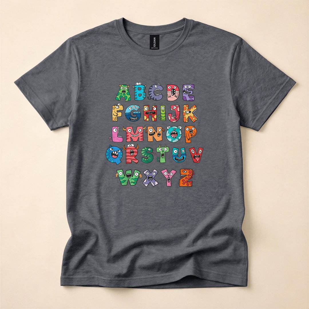 Cute Monster Alphabet Halloween Teacher T-Shirt - photo 4