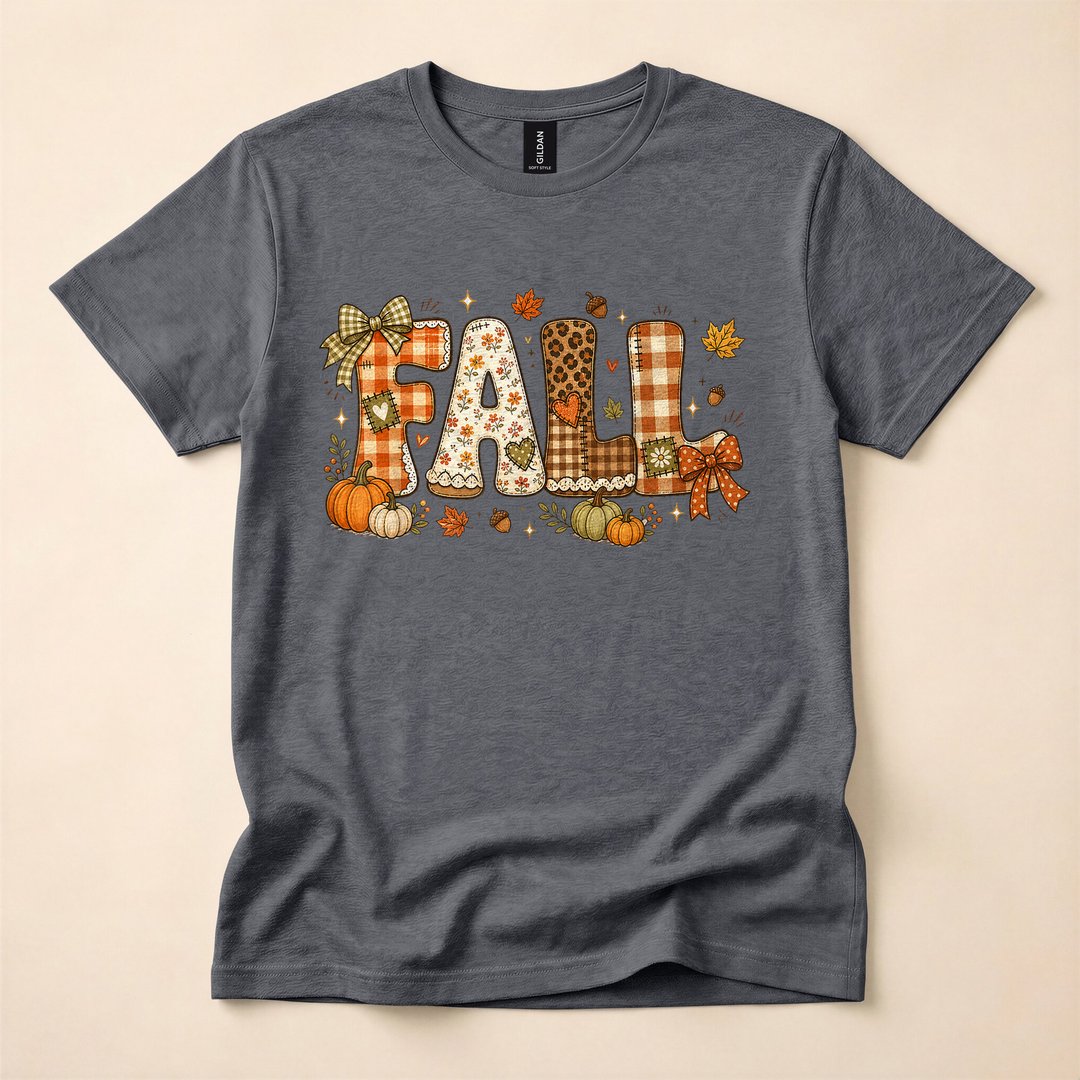 Leopard Patchwork Pumpkin Bow Fall Autumn T-Shirt - photo 4