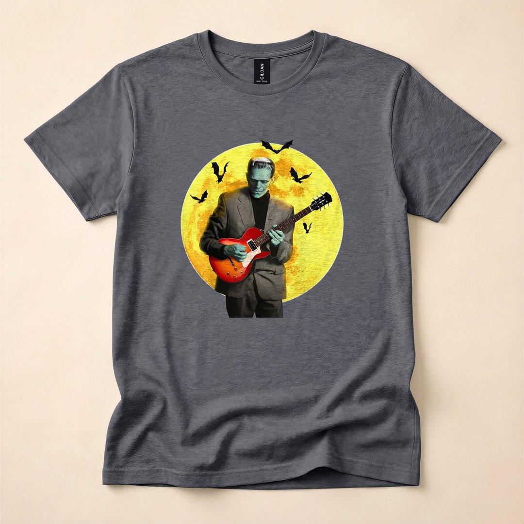 Frankenstein Plays Electric Guitar Frankenguitar Halloween T-Shirt - photo 4