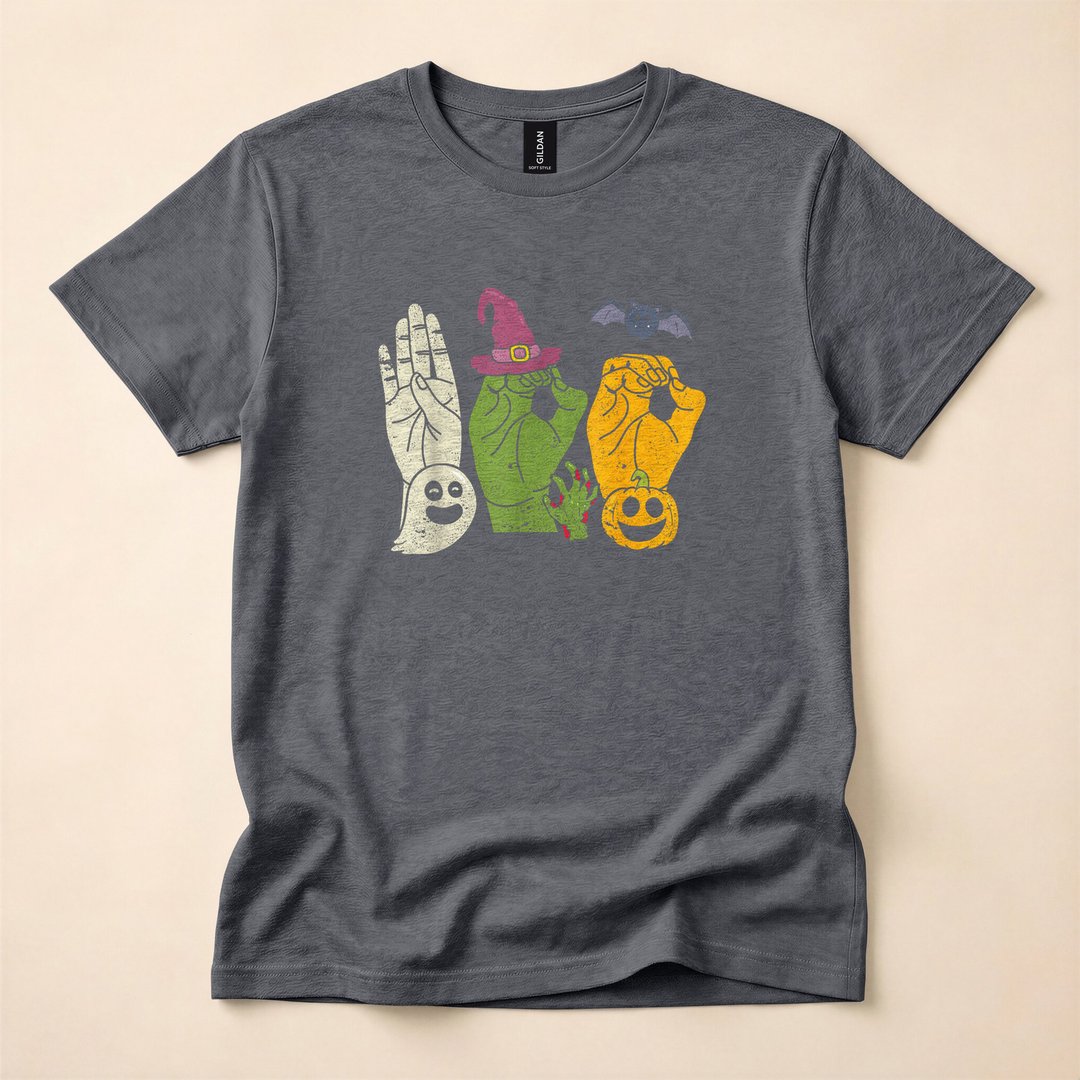 Boo Hands ASL Sign Language Halloween T-Shirt - photo 4