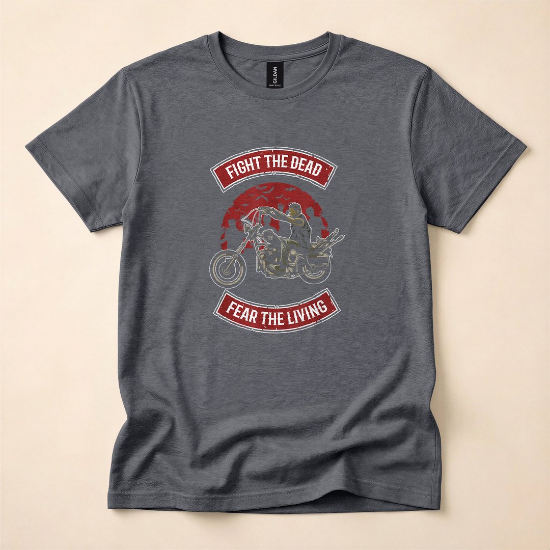 Fight the Dead Fear the Living Scary Zombie T-Shirt - photo 4