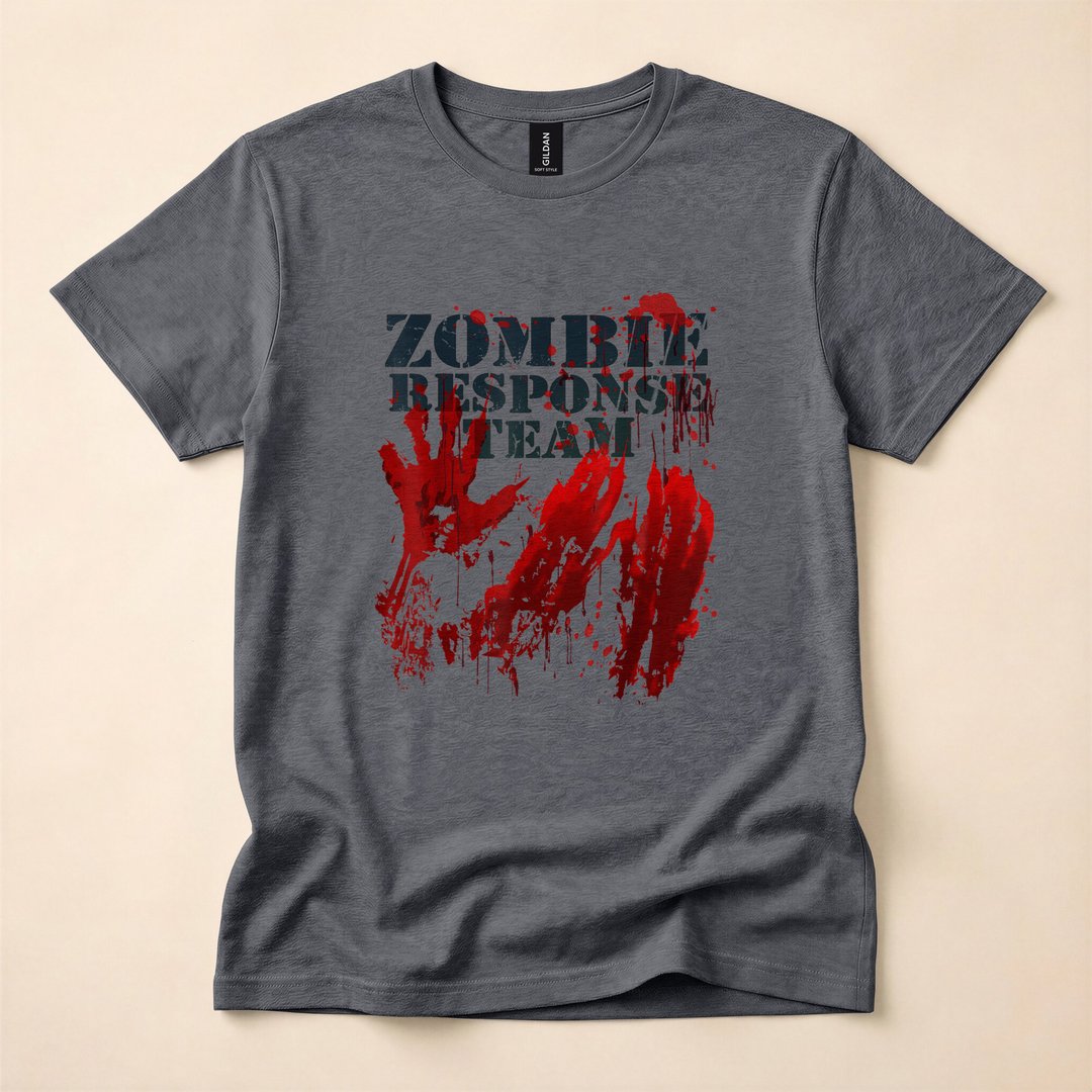 Zombie Response Team Bloody Handprints Halloween T-Shirt - photo 5