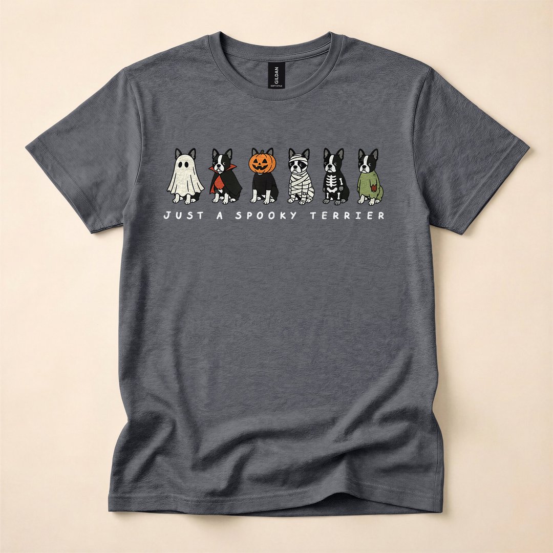 Spooky Boston Terrier Ghost Funny Halloween T-Shirt - photo 4