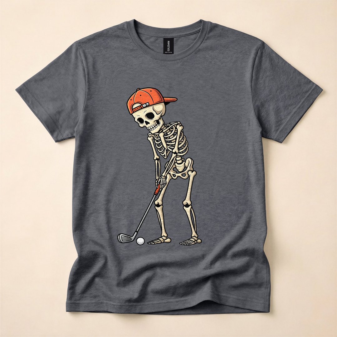 Skeleton Playing Golf Funny Golfer Halloween T-Shirt - photo 4